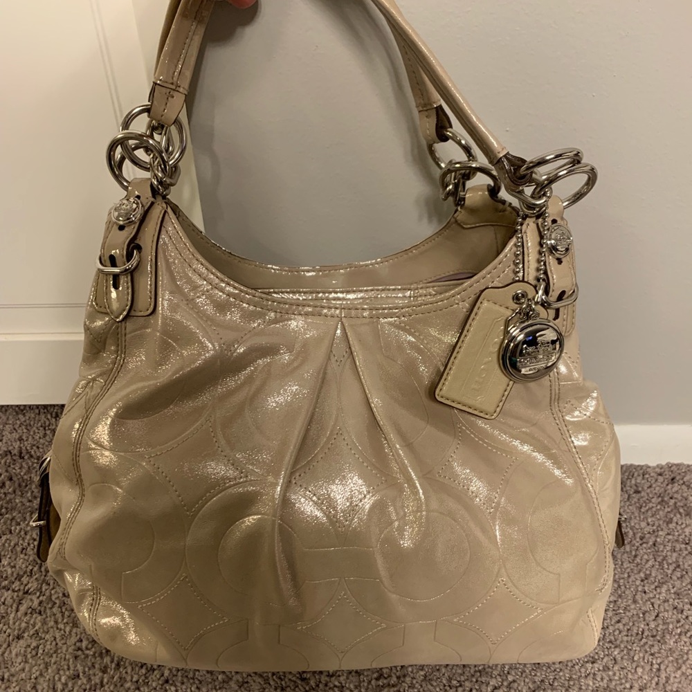 Tan Shimmer Coach Bag